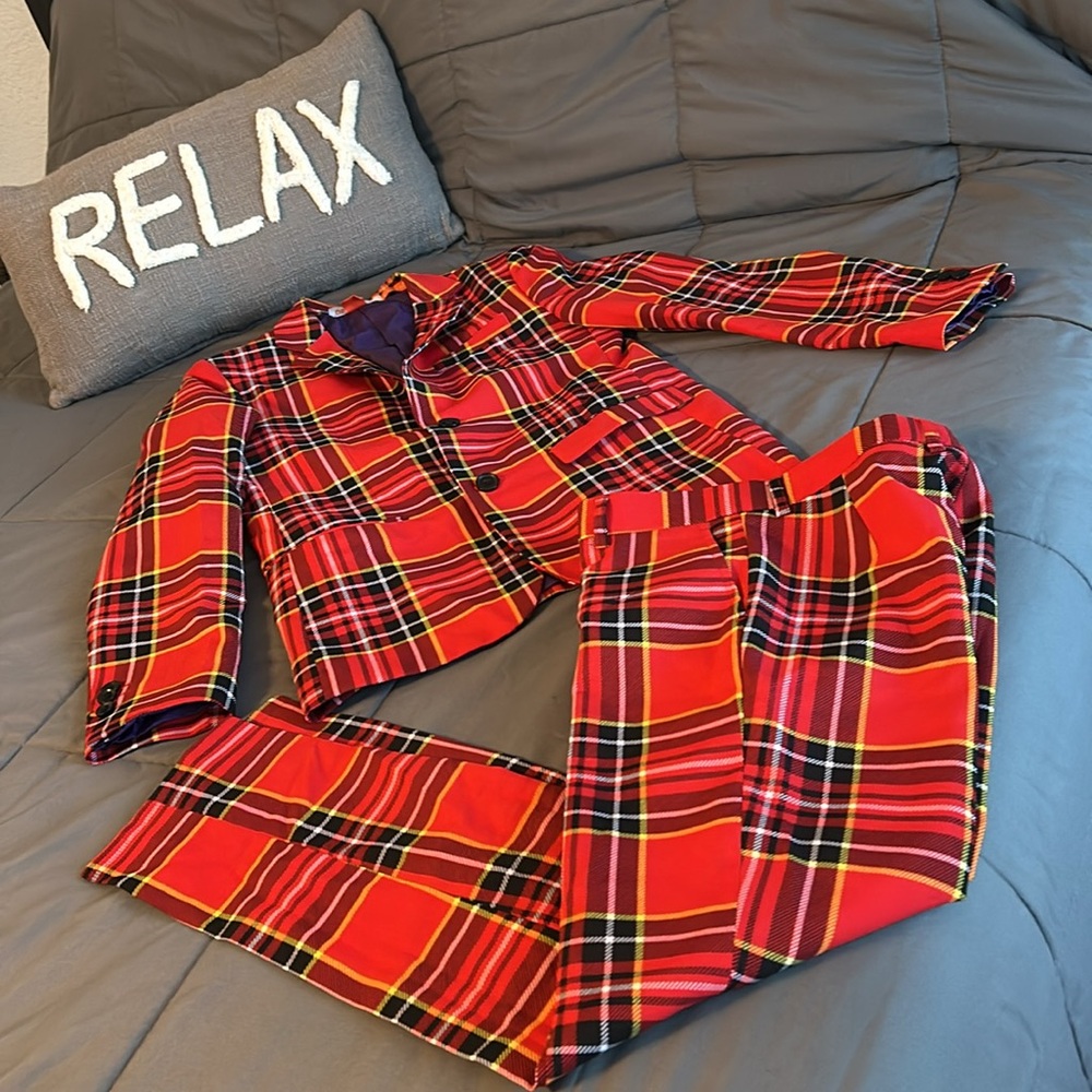 Teen OppoSuits The Lumberjack Christmas Red Plaid Suit Jacket Pants Set Size 14 - Picture 5 of 14